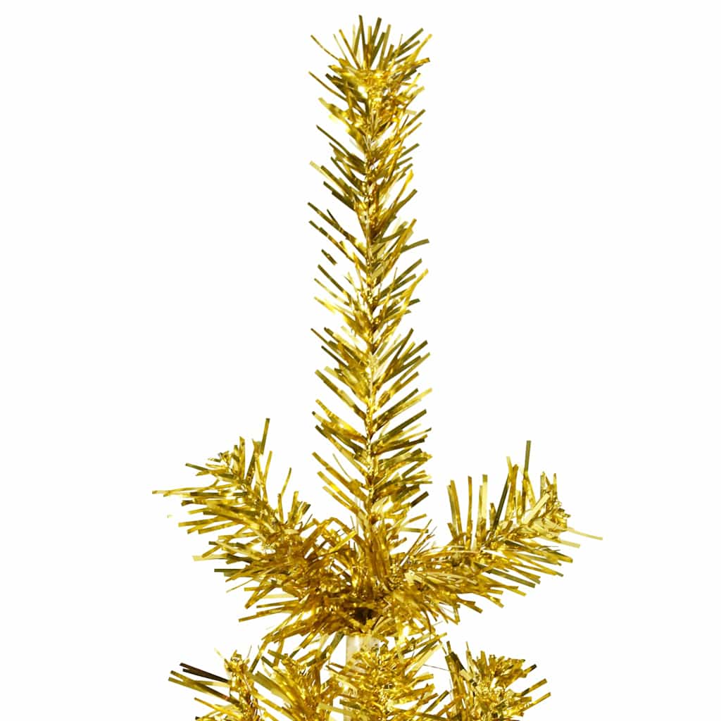 Vidaxl Smukła Choinka Połówka Ze Stojakiem, Sztuczna, Złota, 240 Cm