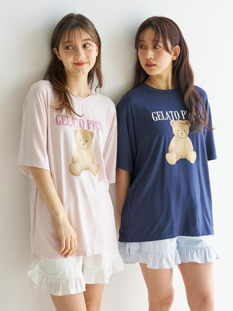 Gelato Pique Bear Striped Shorts Set Women's One-Point T-Shirt & (PWCT252361) (EC Exclusive)