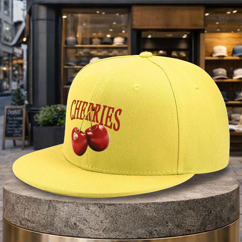 pc Cherry Print Baseball Cap Adjustable Duckbill Hat with Cherry Lightweight Flat Brim Suitable for Golf Travel Mardi Gras