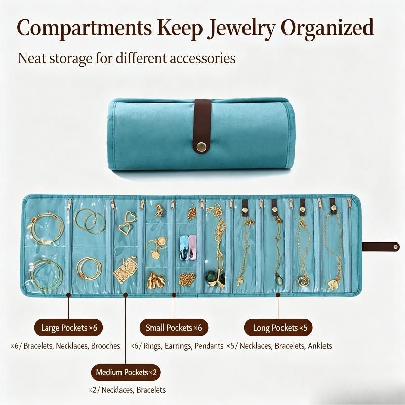 Roll‑Up Jewelry Storage Bag Portable Travel Jewellery Organizer Pouch For Necklace Earring Bracelet