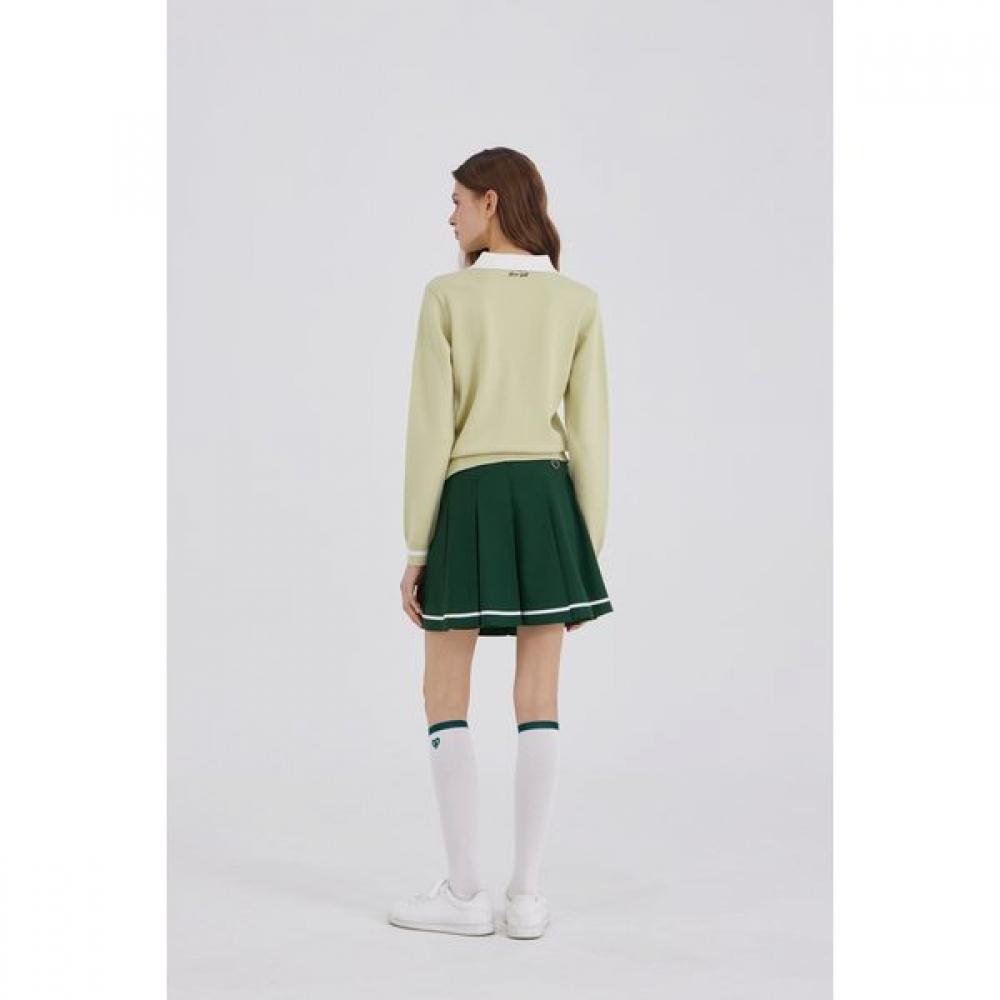 Goxo Pleats Skirt Green Metal Logo