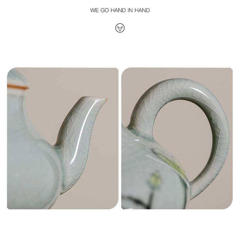 85ml Handmade Boutique Borneol Glazed Ceramic Teapot Pure Hand-painted Lotus Art Pot With Filter Household Kung Fu Teaware Set
