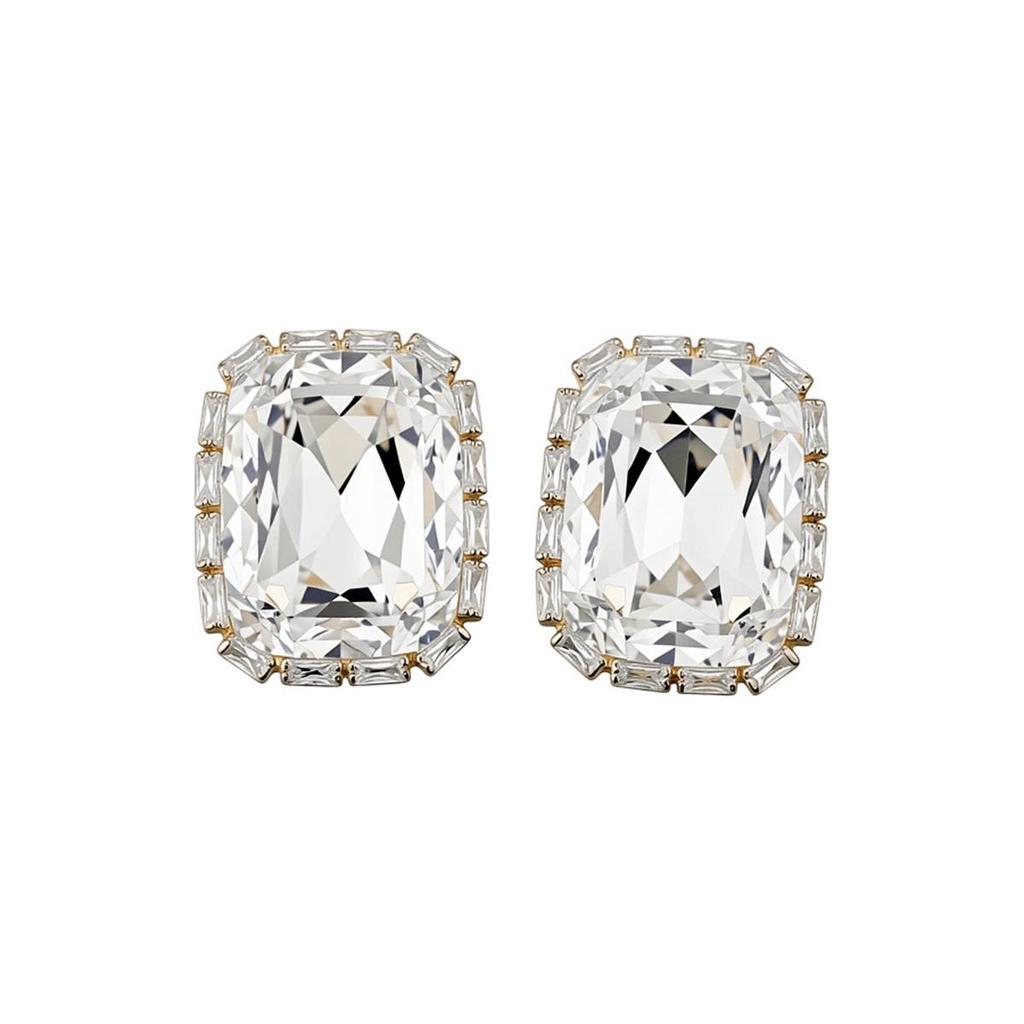 Silver Needle Rhinestone Geometric Stud Earrings - Light Luxury, High-End, Niche Personality Ear Ornaments for Women.