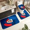 3pcs Piast Gliwice Pattern Flannel Nonslip Absorbent Washable Decorative Bathroom Home Toilet Seat Cover Mat