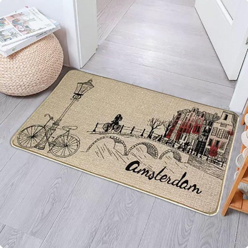 Entrance Mat Linen Carpet Living Room Mat Entrance Door Mat Household Non Slip Foot Mat