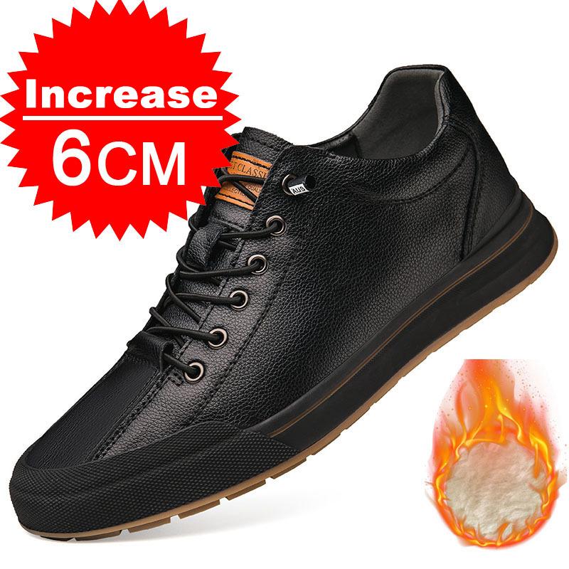 Fashion New Summer Men Genuine Leather Casual Shoes Men Sneakers Men Shoes Comfortable Platform Male Footwear Height Increase Insole 6CM