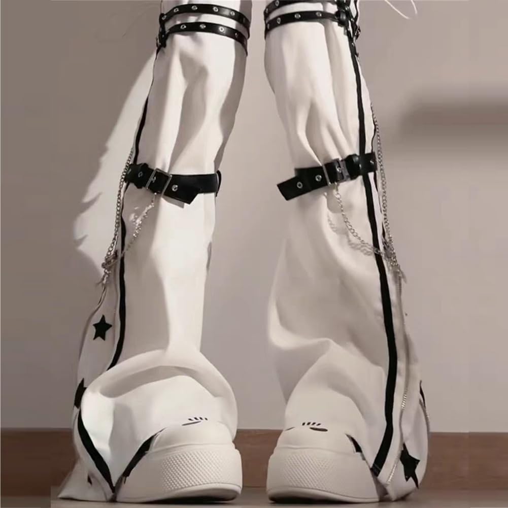 Landmine Leg Subculture Punk Star Chain Loose Long and Slimming Ankle Winter One [SDSXZWG] Women's Warmers, Style, Pattern, Included, Mass-Produced