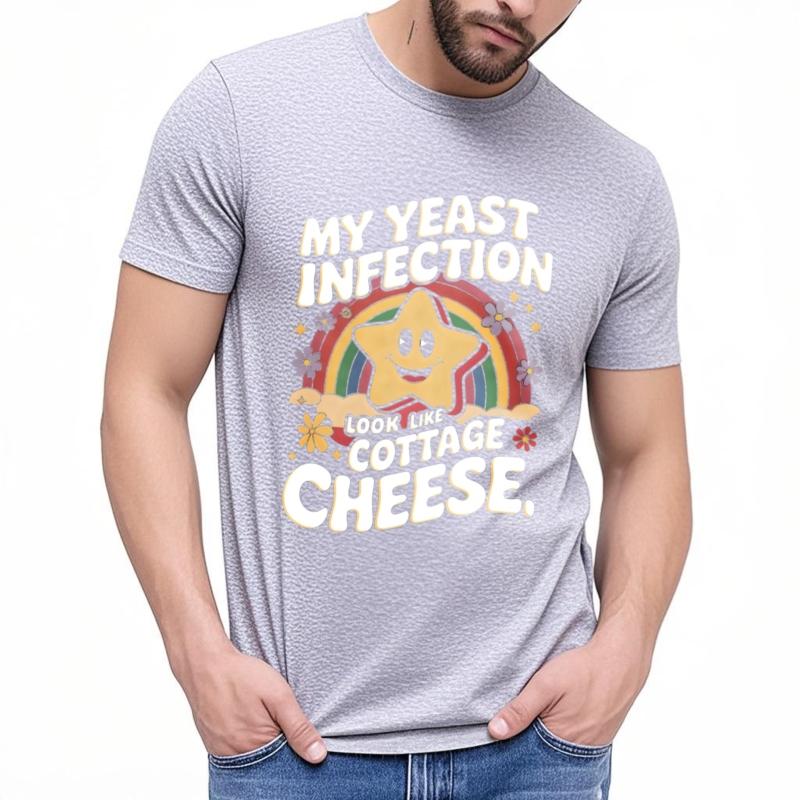 Summer top Printed Boys O Neck tshirt Black My Yeast Infection Look Like Cottage Cheese Stylish For her tees Oversized Tshirt