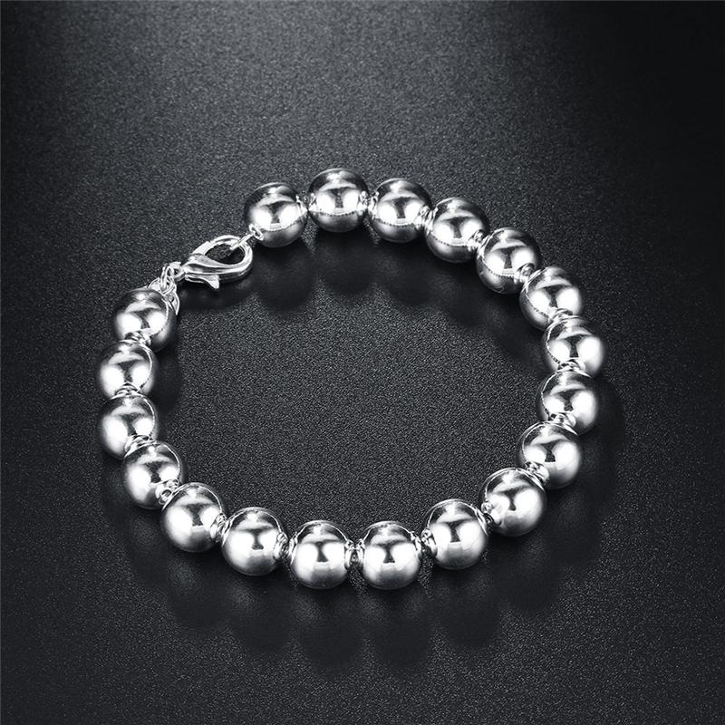 8mm/10mm Hollow Circle Ball Beads Copper Color Beaded 20cm Bracelet Woman Charm Fashion Jewelry