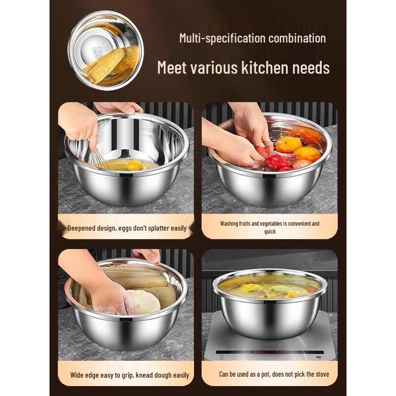 HANDUNYOU Großer breiter Randbecken aus 304 Edelstahl