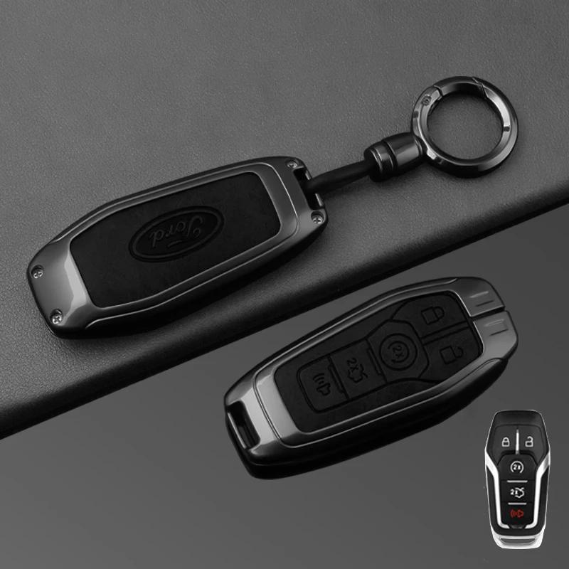 Autoaufkleber Ford Zinklegierung Leder Auto Schlüsselhülle Abdeckung Schutzschale Für Ford Fusion Mondeo Mustang F-150 Explorer Edge 2015