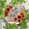 Hello Fall Metal Sign Sunflower Autumn Leaves Wall Decor Rustic 2D Iron Art Home Bar Cafe Kitchen Gift