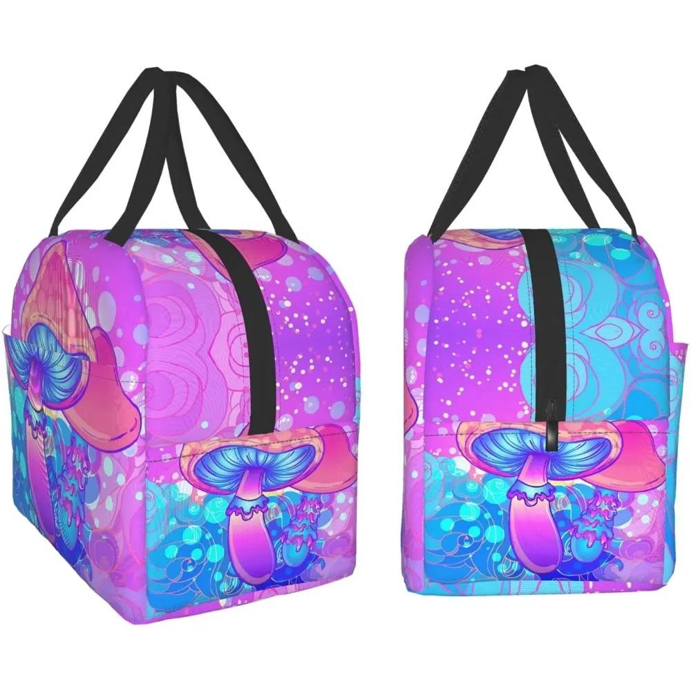 Lunch Bag for Women  Mushrooms Sacred Trippy Psychedelic Hippie Colorful Insulated Lunch Box Cooler Tote for Work School