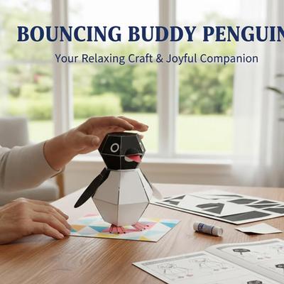 Hüpfender Pinguin, Handgemachtes Bastelset, Überraschungsgeschenk. Kreatives Design, Vollständiges Werkzeugset, Wiederverwendbar
