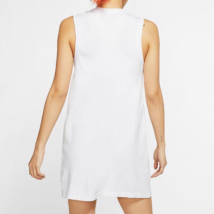 Nike Solid Color V-Neck Tennis Training Slim Fit Sleeveless Dress Women dress White AT5105-100
