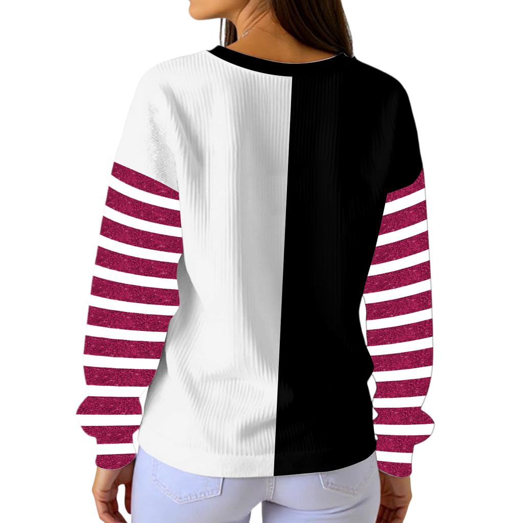 Women's Loose Comfortable Casual And Fashionable Round Neck Christmas Pattern Long Sleeved Sweatshirt