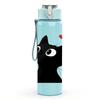 1PC Black Cat Red Heart Pattern 750ml Color Plastic Sports Water Bottle Leakproof Flip Straw Lid Suitable for Sports Office Home Use