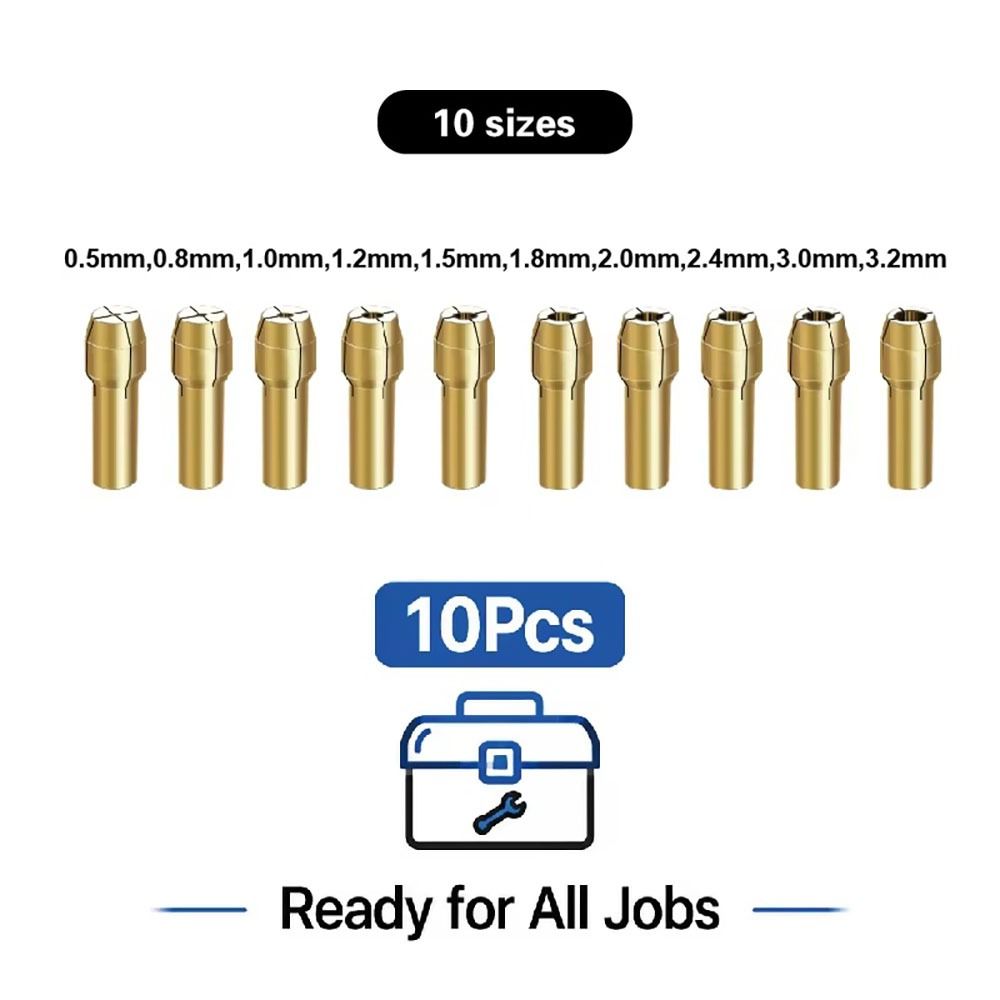 10Pcs 0.5-3.2mm Mini Drill Chuck Set For Power Rotary Tools and Electric Grinders