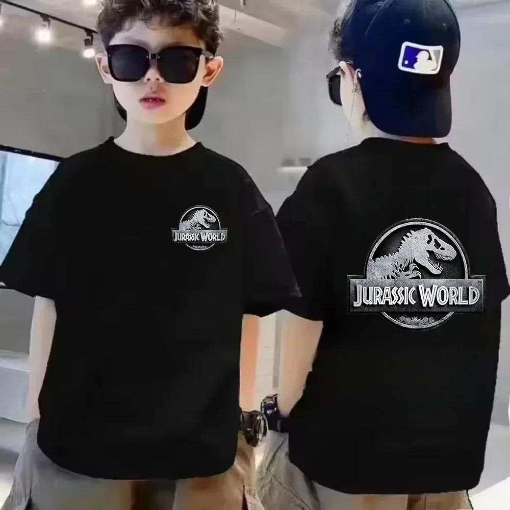 Childrens Summer Cotton TShirt Jurassic World Park Dinosaur Cartoon Print Casual TShirt Cool and Breathable Outdoor Style