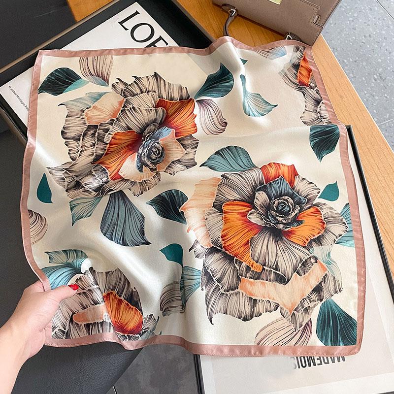 

100% Real Silk Scarf Women Square Luxury Neck Shawl Wraps for Ladies Neckerchief Foulard Scarves Pashmina Female Hijab Bandana Real Silk 53x53cm