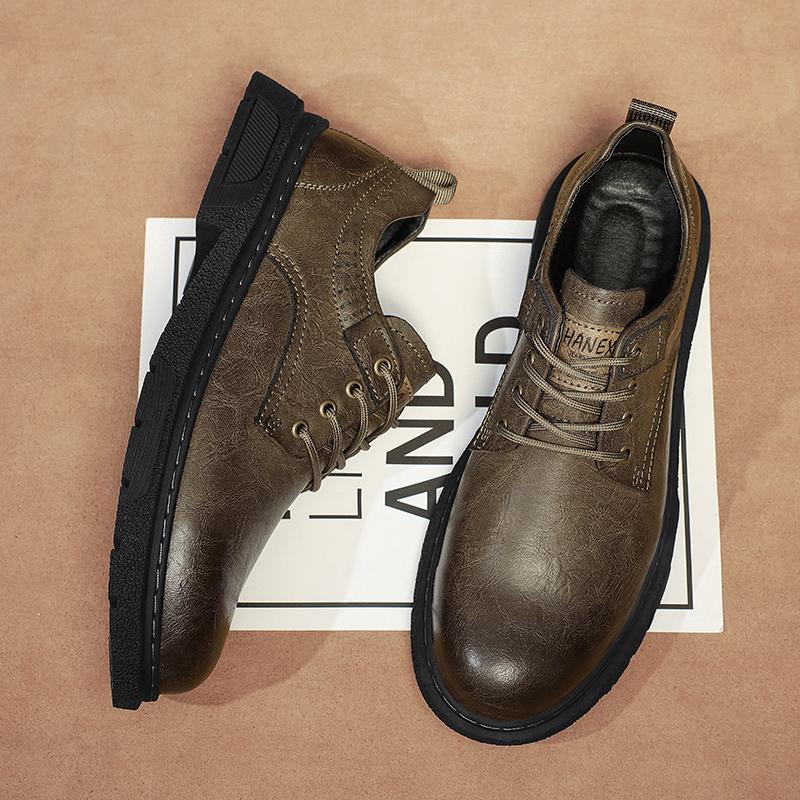 Trendy Brand Men's Genuine Leather Shoes Retro Classic Low Top Shoes Men's Office Business Shoes Lace Up Casual Shoes