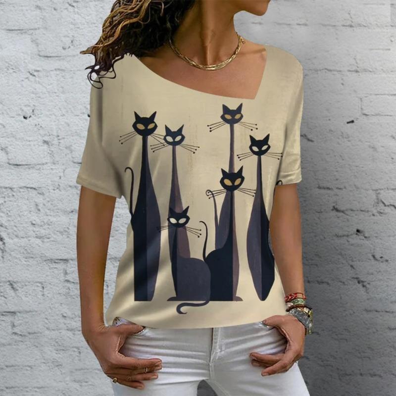 Модные женские футболки с 3D-принтом с анимированным котом — фото 9
