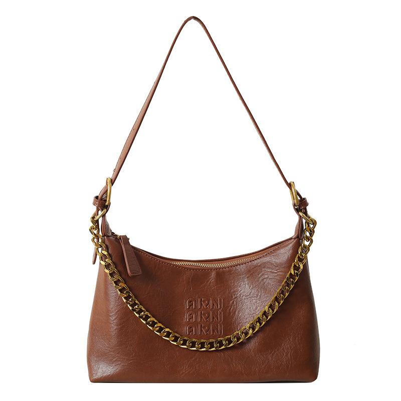 Large Capacity Casual Bag 2025 Retro Commuting Texture Single Shoulder Underarm Bag Temperament Simple Dumpling Bag Solid Color