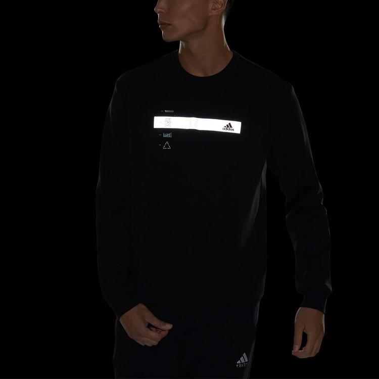 Adidas Graphic Logo Print Crew Neck Sweatshirt Men Tops Black HN9019