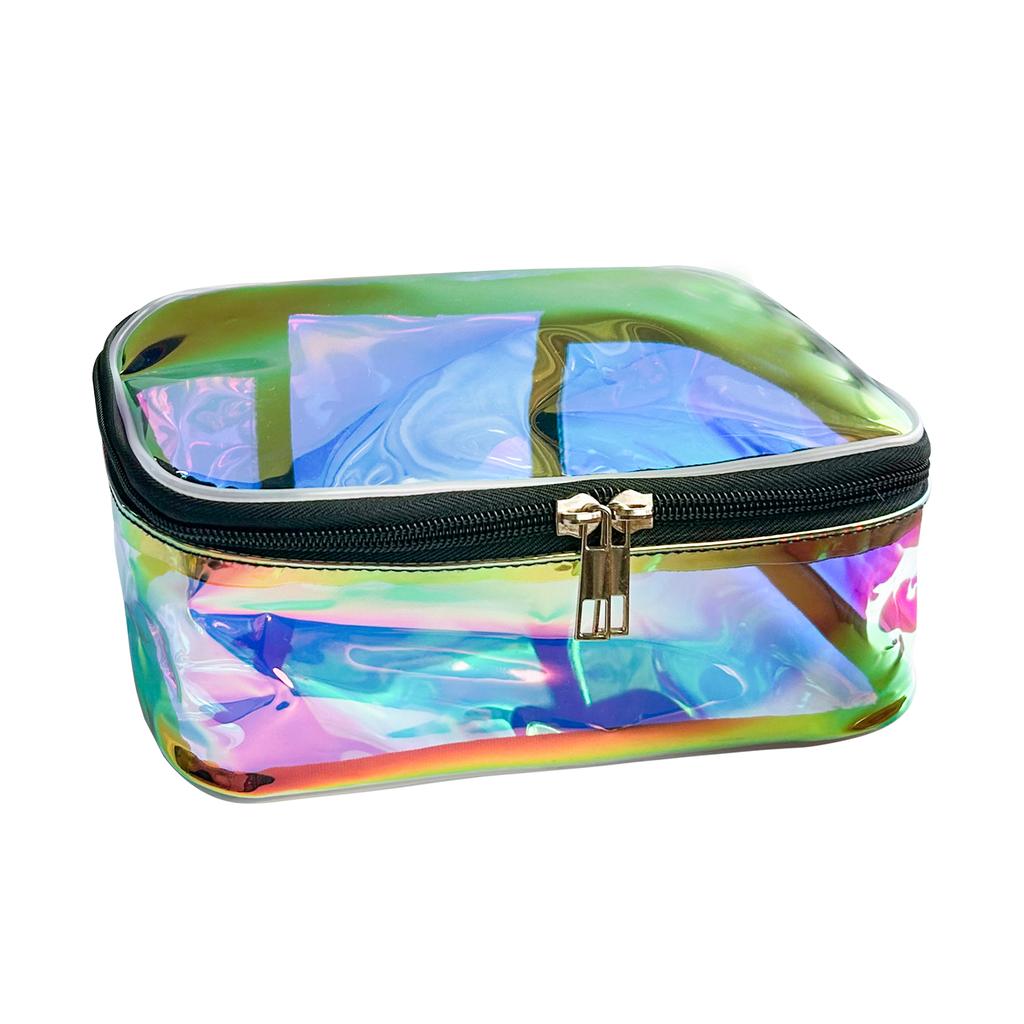 Hot Fashion Holographic Laser Logo Pattern EcoFriendly PVCMaterial Zipper Closure Waterproof Cosmetic Case Storage Makeup