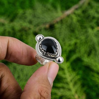 Geschenk für Sie 925 Silber Natürliches Schwarzes Tigerauge Versprechen Verstellbarer Ring