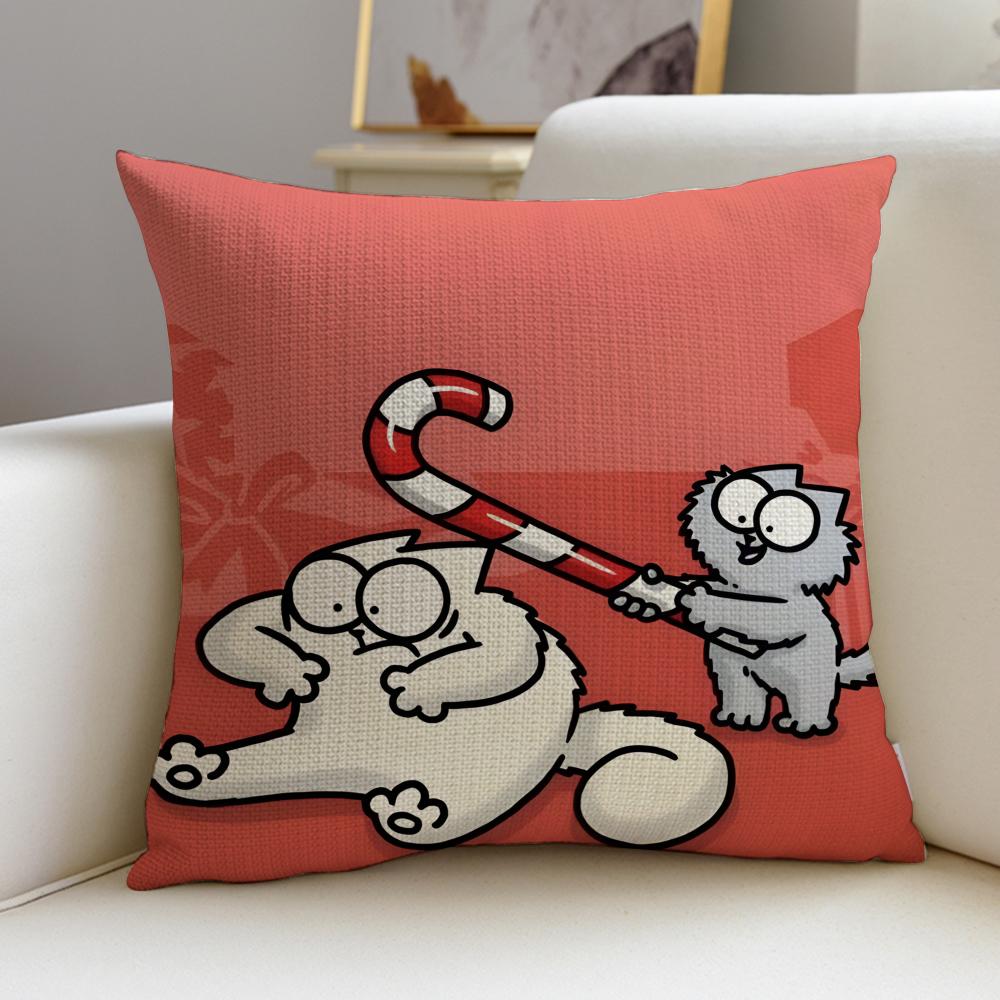 Funny SSimons CatS Cushion Cover Breathable and skinfriendly linen pillowcase square removable and washable cushion