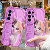 Phone Case: 2D flat, suitable for Samsung Galaxy A34 A35 M05 M06 S20 S22 S21 FE Plus 5G protective cases, purple-toned inspirational kitten, perfect C