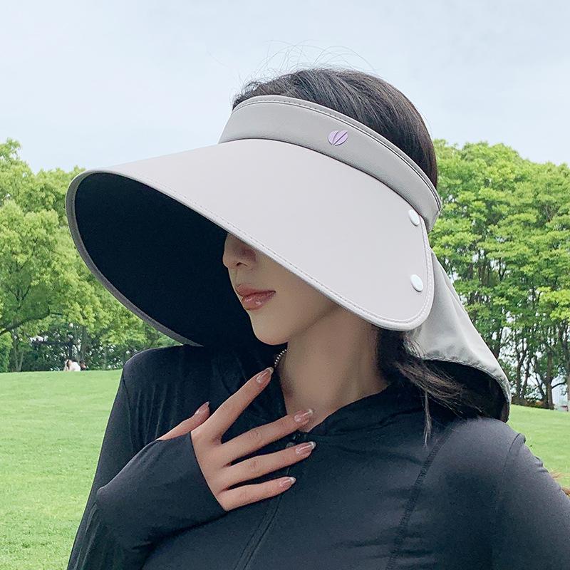 

All-round sun protection hat women s summer big eaves vinyl shawl sun hat outdoor riding empty top sun hat 56-59CM Shawl Cap