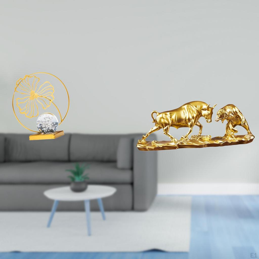 Statue Iron Figurine Decorative Cow Cattle Sculpture Collectible Ornament Modern Artwork Feng Shui