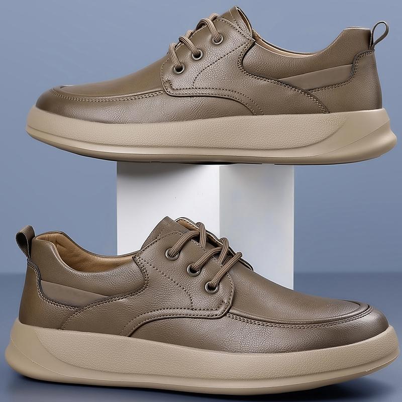Men's High Quality Casual Leather Shoes with Breathable Lining, Soft Foam Outsole, Non-Slip Comfortable for Outdoor Travel Work