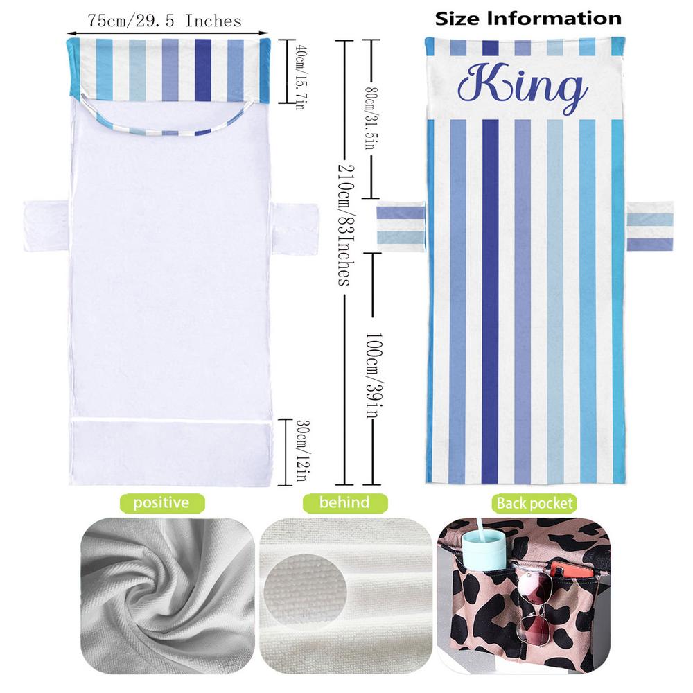 1pz Coprisedia da Spiaggia a Righe con Tasche Laterali Portaoggetti Asciugamano per Sdraio da Piscina Coperture per Lettino Solare adatte per Sedia da Spiaggia
