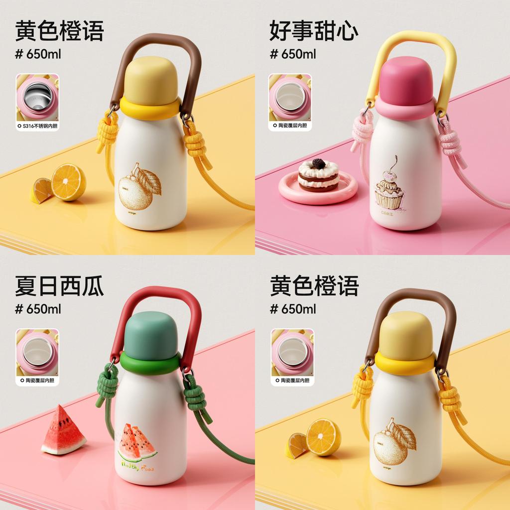 Cute Fruit Flask With Stainless Steel Inner And Capacity For Kids And Adults