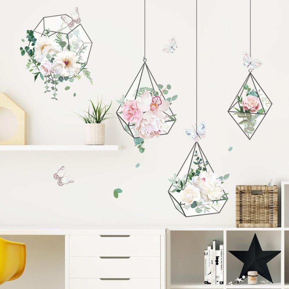 

Waterproof Fresh Flowers Decal Removable Potted Hanging Basket Stickers Kids Room