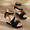 Pegged Heels, New Style, Large Size, Peep-toe Sandals, Women's Thick-soled Shoes, Platform Heels