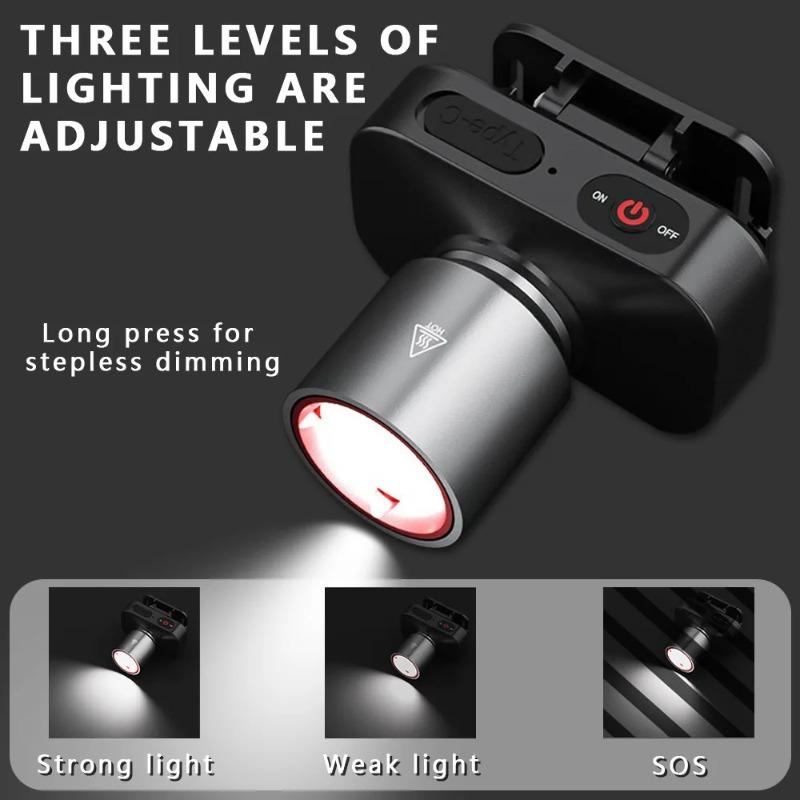Super Bright LED Headlamp USB-C Rechargeable Camping Headlamp Zoomable Head Torch 3 Mode Dimming Emergency Work Lamp For Running