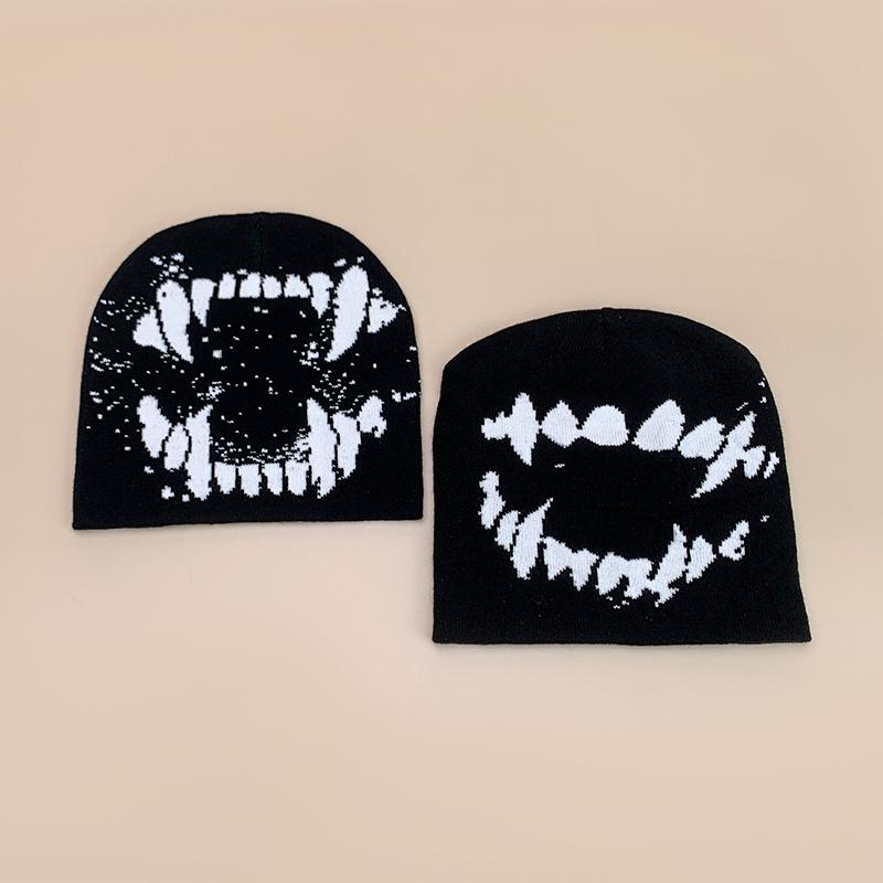 American Style Devil Hip Hop Knitted Hats Autumn And Winter New Unisex Funny Warm Personal Versatile Street Fashion Ins Beanies
