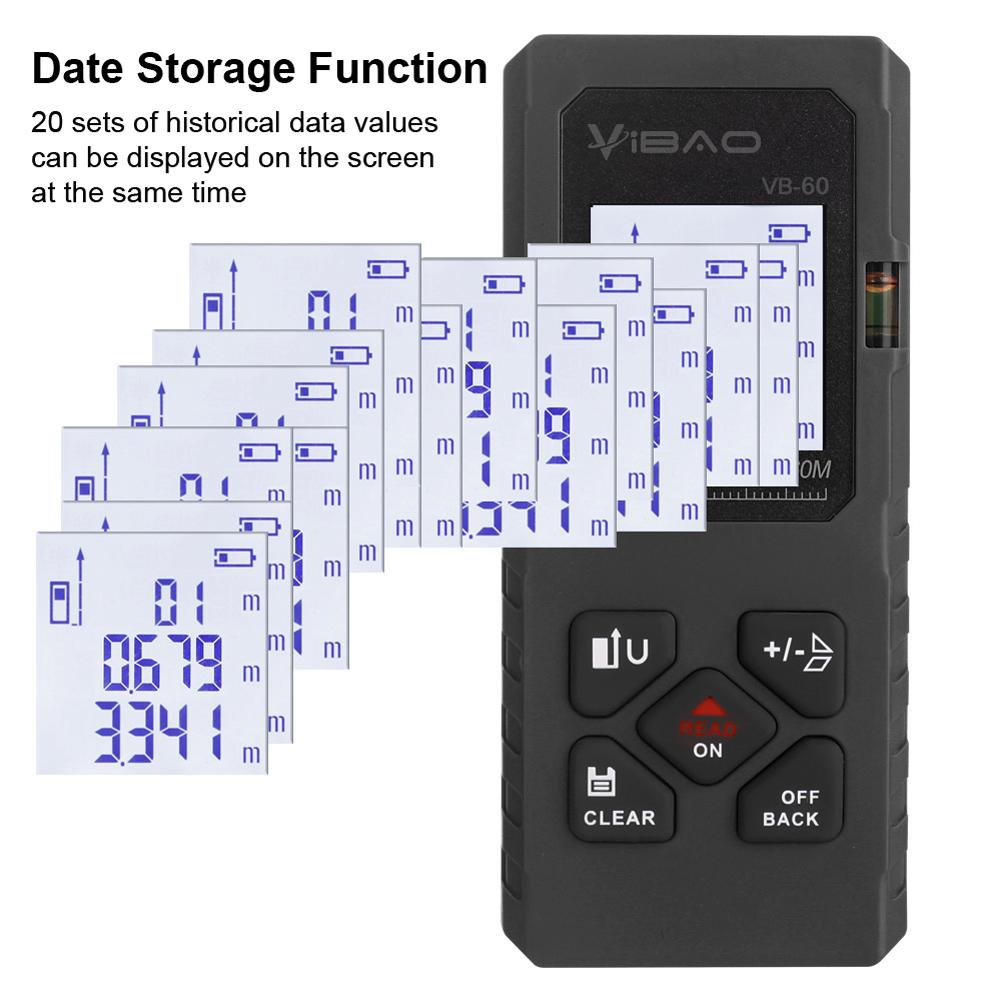 Portable Handheld Rangefinder USB Rechargeable Electronic Ruler 60M Digital Measure Tool for Home