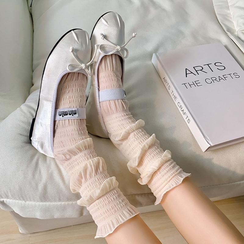 Womens Lace Socks Mesh Lace Skinny Socks Knee High Sheer Socks Campus Style Girl Campus Style Socks for Skirt