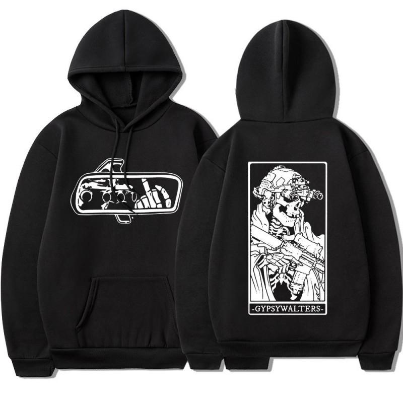 Punk Skeleton Graphic Hoodie Men Streetwear Casual Long Sleeve Pullover Hooded Sweatshirt