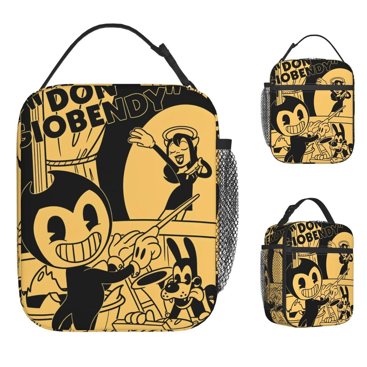 Bendy Meme Lunch Bag Retro Lunch Box Travel Portable Zipper Thermal Lunch Bags For Women Oxford Print Cooler Bag One Size