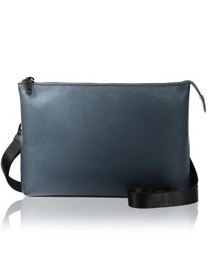 Genuine Leather Sacoche Shoulder Slim Navy Men's Bag, Skimming-Proof, Design,