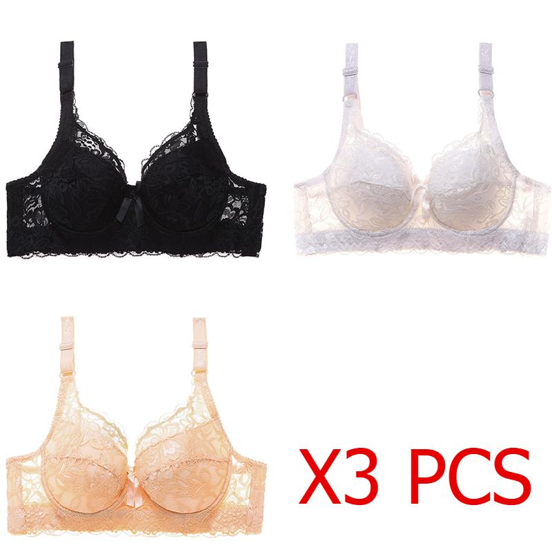 Plus Size 80B-105D Women Embroidery Bra Anti-sag Gathered Bra Underwire Breathing Adjustable Bra Push-up Bras