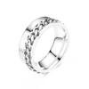 Stainless Steel Roman Numeral Rotating Ring - Titanium Chain Band
