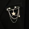 Hypoallergenic Punk Chain Tassel Safety Pin Brooches With Pearl Star Heart Charms For Blazer Suit Jacket Party Daily Wear