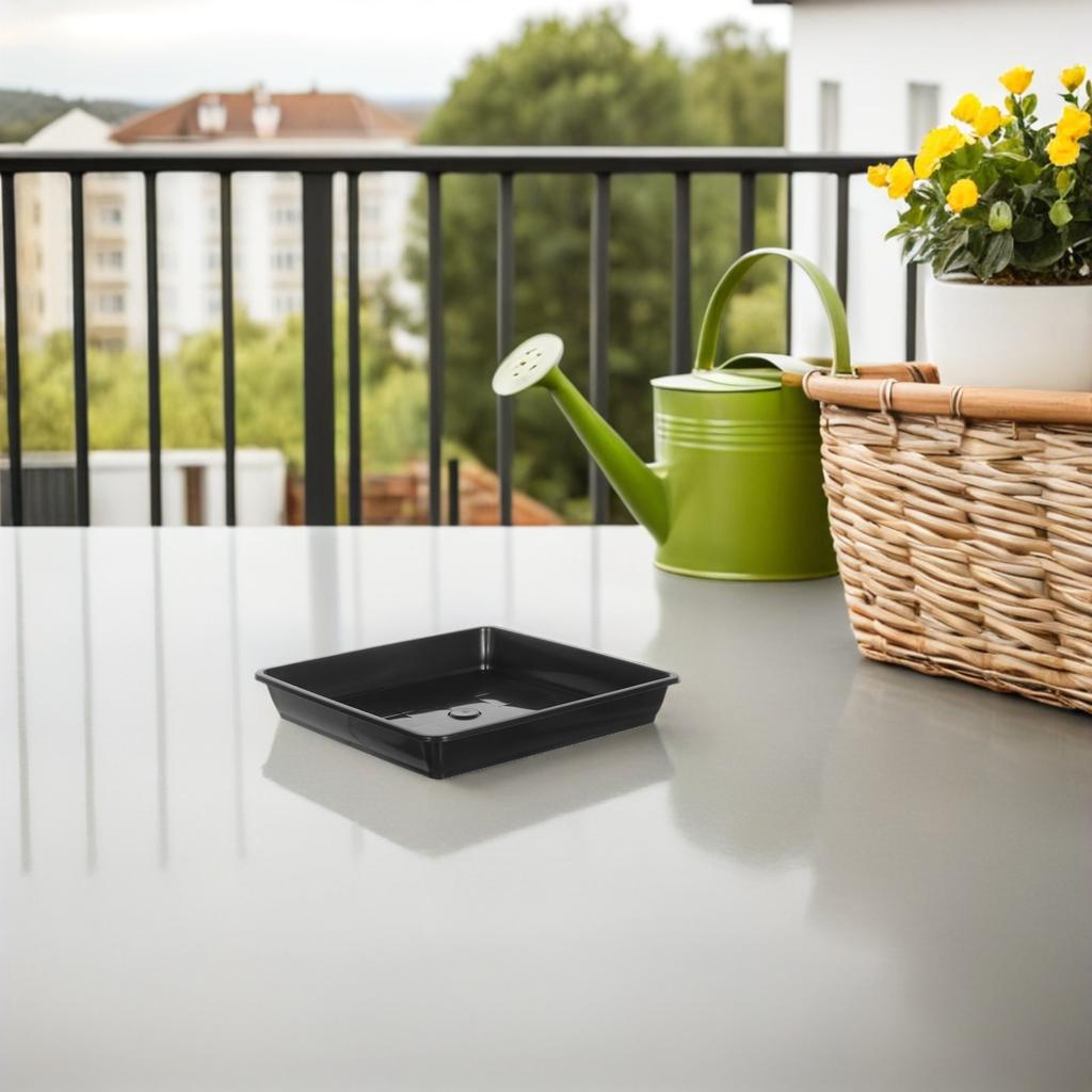 12Pcs Flower Basin Tray Premium Plastic Square Flowerpot Bottom Mats Plant Pot Water Holding Saucers Indoor Outdoor Gardening